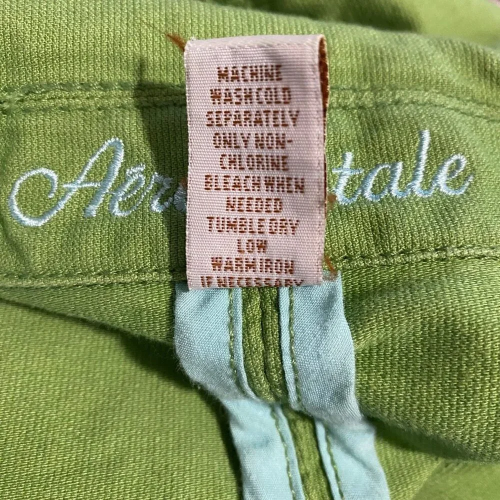 Aeropostale‎ Jacket Womens L Green Lightweight Blazer Preppy Retro Revival Y2K